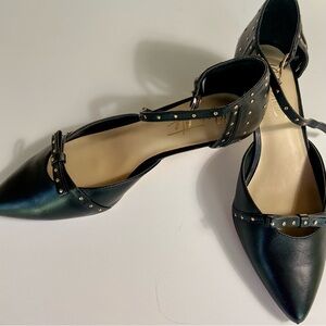 Nanette Black flats with gold studs size 8